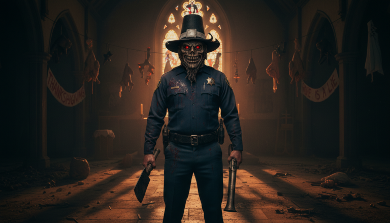 The killer in Thanksgiving is revealed to be Patrick Dempsey’s character, Sheriff Eric Newlon.
